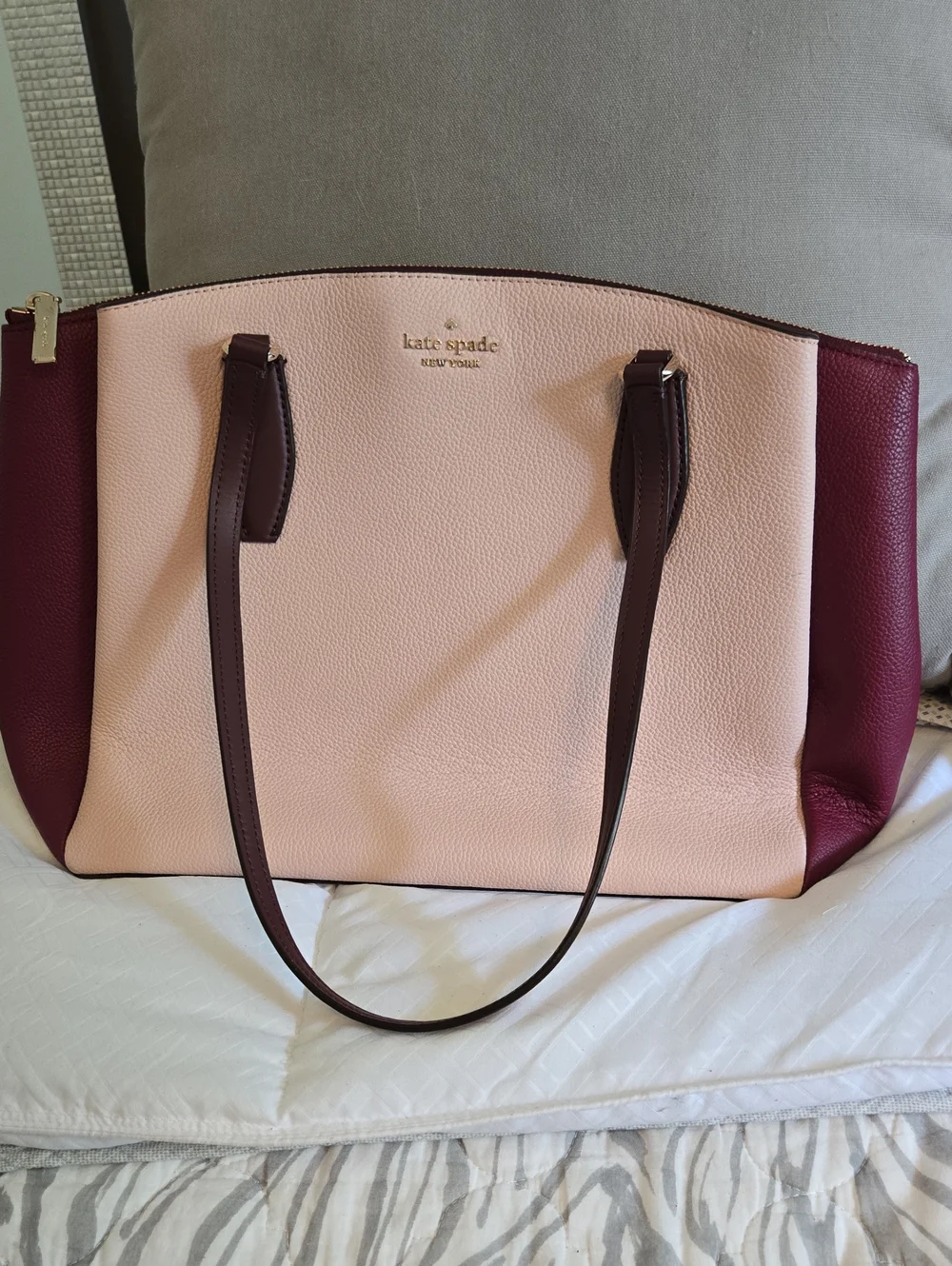 kate spade Two-Tone Blush Pink & Burgundy Tote